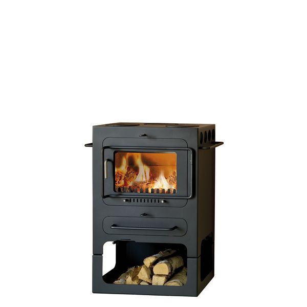 HWAM Classic 4 черный цвете с деревянным магазином